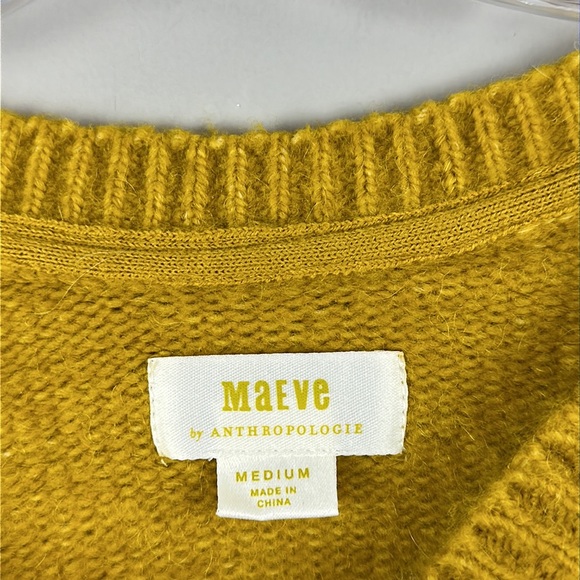 Maeve by Anthropologie Lace Collar Mustard Yellow Cardigan Size M - Picture 9 of 16